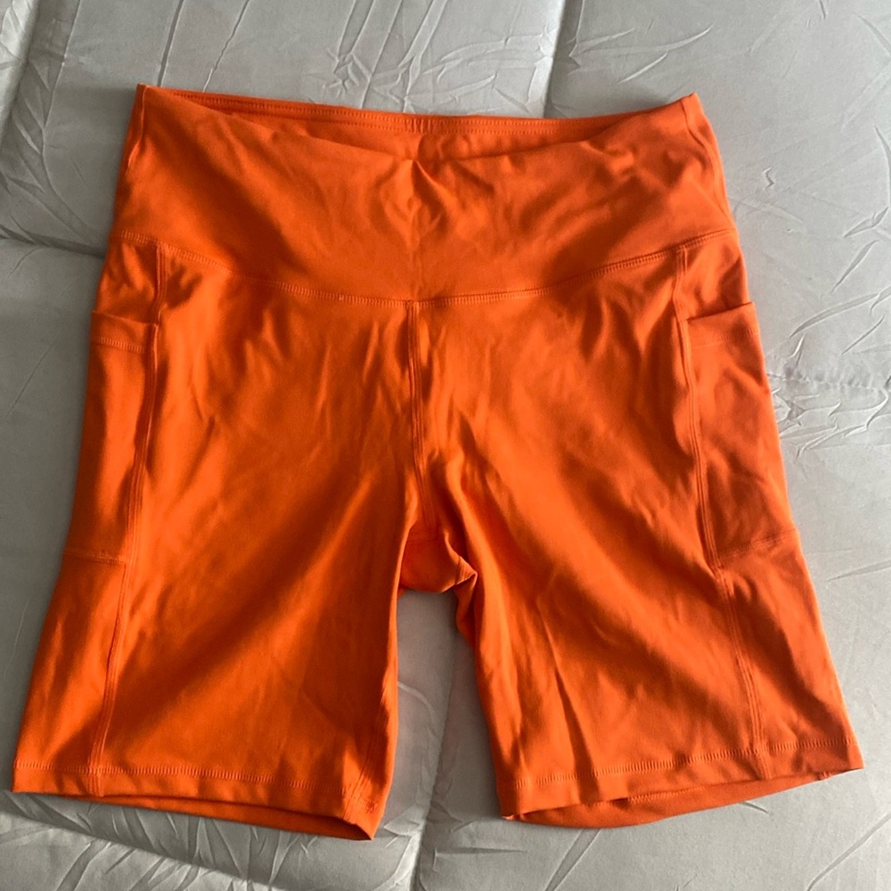 Women’s High-Waist Orange Bike Shorts